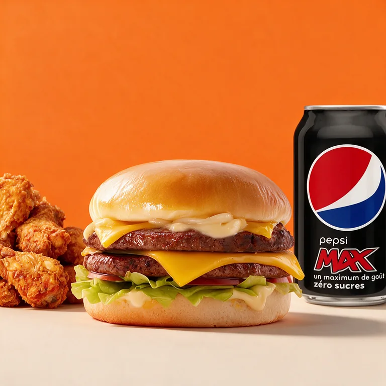 Menu Double Cheese + 5 Wings